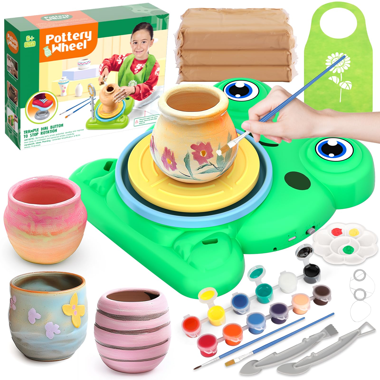 Pottery Wheel for Kids, Pottery Painting Craft Kit Sensory Toy Gift Girl 6+ | Ar
