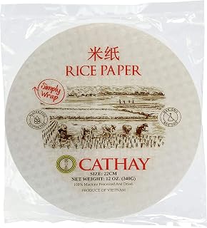 Cathay Fresh Spring Roll Rice Paper Wrappers 30 Sheets | Non-GMO, Gluten-Free, Low Carb, Natural Ingredients | Vietnamese Summer Veggie Wraps