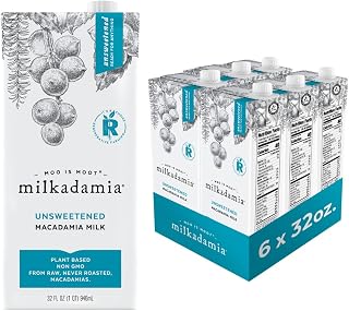 milkadamia Macadamia Milk, Unsweetened, 32 Fl Oz (Pack of 6) | Shelf Stable Plant Based Milk, Dairy Free, Lactose Free, Vegan, Non GMO, Gluten Free, Great for Coffee, Smoothies, and Baking