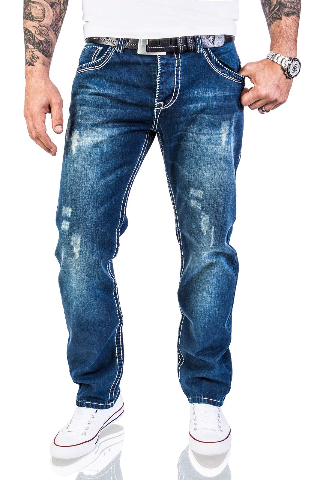 Rock Creek - RC-2056 - Designer jeans - Thick stitching - Vintage - Blue - W29-4