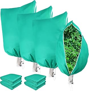 ALYCLIP 4PCS Plant Covers Freeze Protection 40x48 Inch Winter Plant Shield | Plant frost covers for winter garden, plant warm bags with zipper and drawstring, ideal for bushes, fruit tree, potted plants