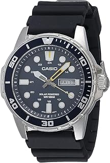 Casio MTP-S110-1AVCF Men's Stainless Steel Solar Watch with Day/Day Display, Black, 42 mm