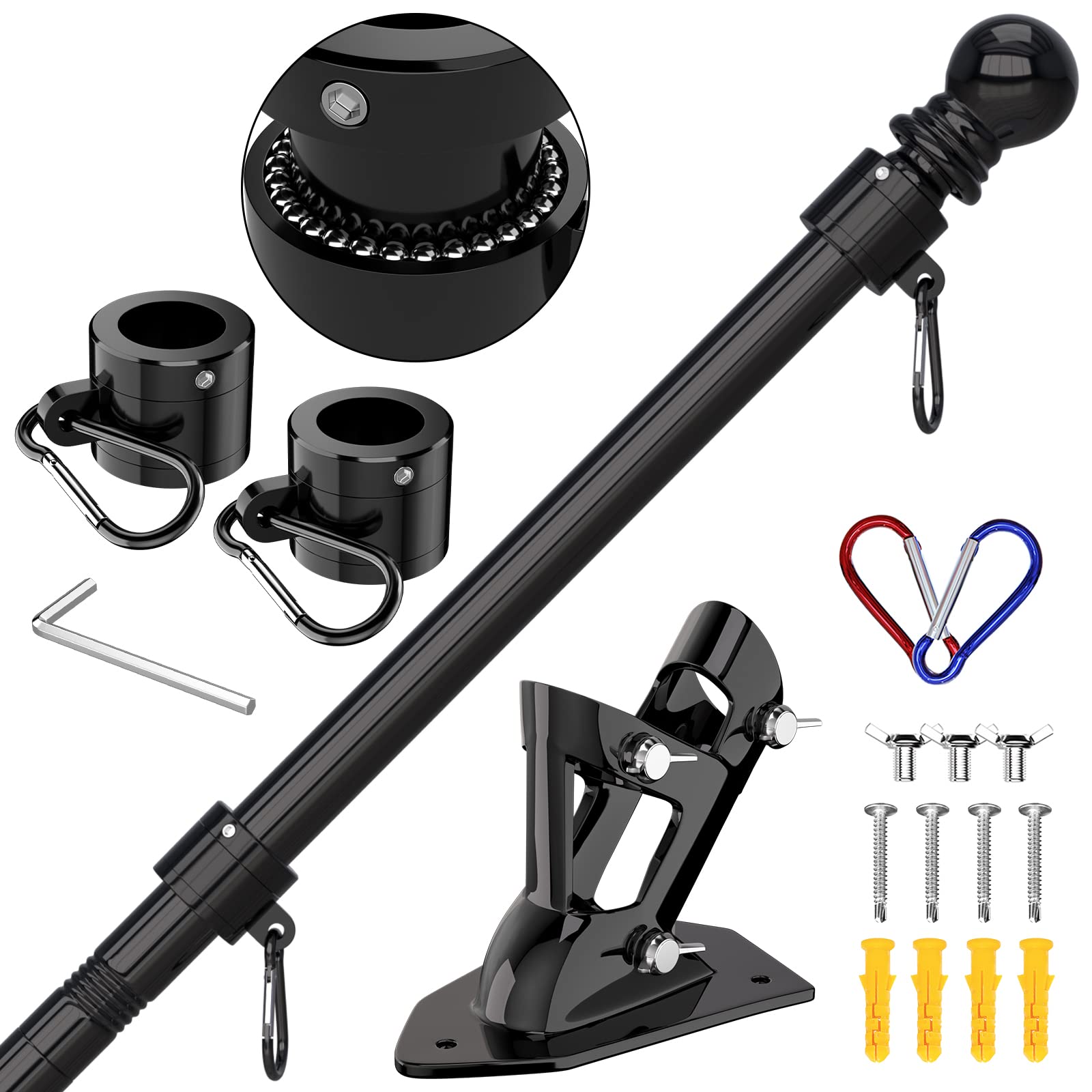 ZMTECH Flag Pole - Upgraded Bracket, 6 FT Stainless Steel Flag Poles for Outside