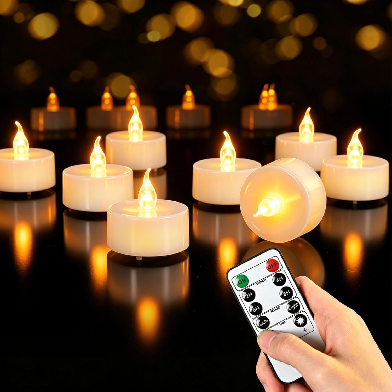 cimetech Tea Lights, 12 Pack Flameless Candles with Remote Control & Timer | Saf