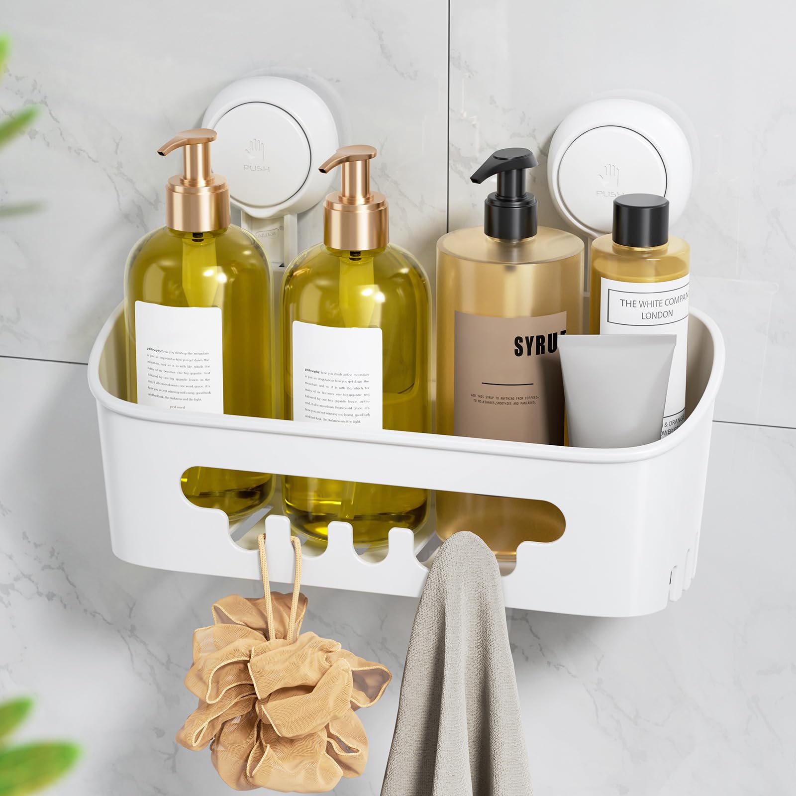 LEVERLOC Shower Shelf with Suction Cups Without Drilling for Bathroom Shelf