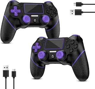 Reddening for PS4 Controller 2 Pack, Controller PS4 for PS4/Pro/Slim/PC, Gamepad Joystick with Turbo/Back Button/Dual Vibration/6-Axis Gyro Sensor/Touch Panel (2 purple)