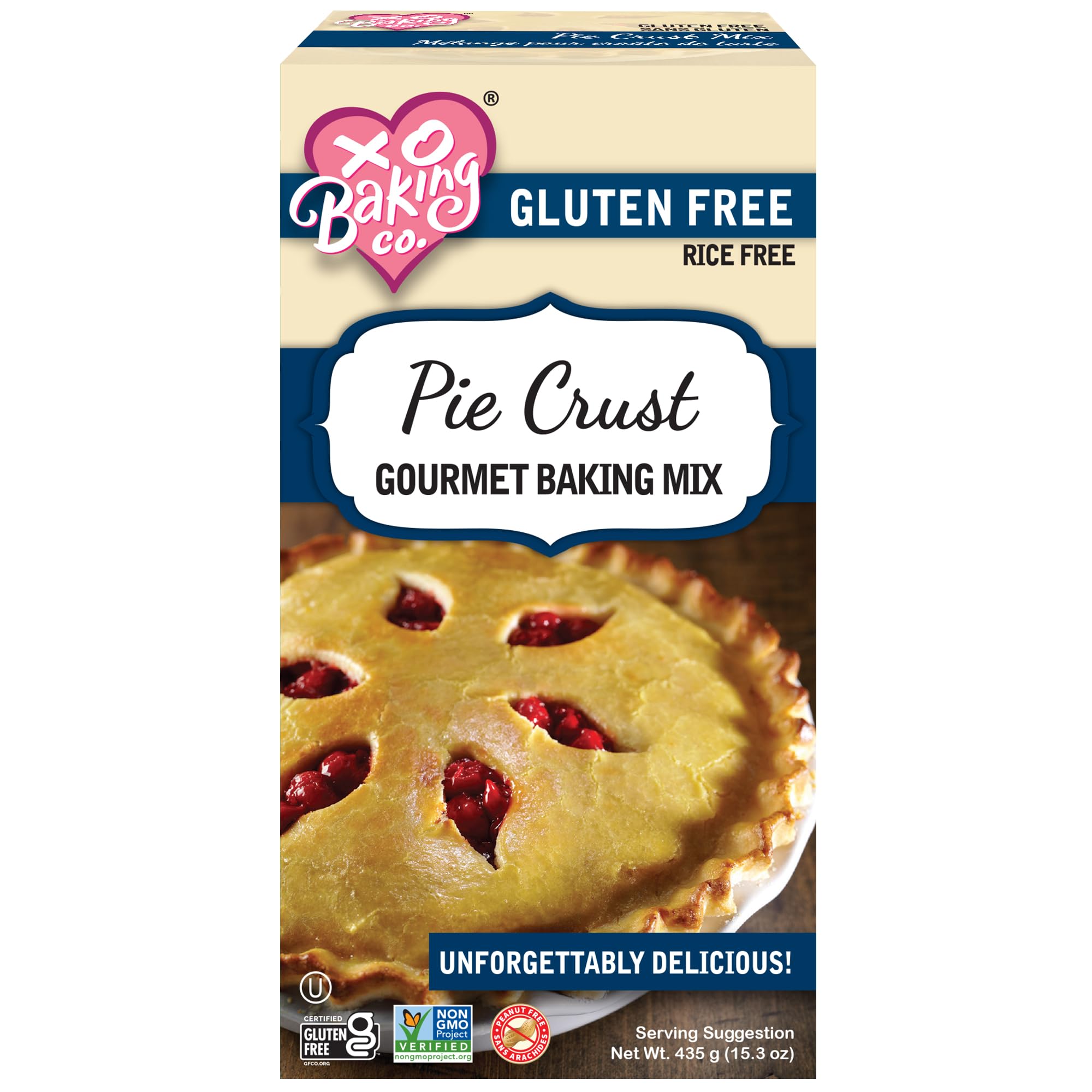 XO BAKING Gluten Free Pie Crust Mix, 435g