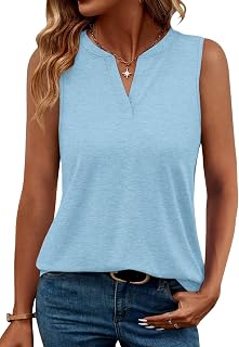 TICTICMIMI Women's Casual Sleeveless Shirts V Neck Tank Tops Summer Blouse