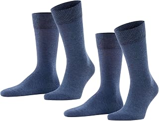 FALKE Men's Happy Socks, Breathable Cotton, Reinforced Durable Men's Socks, Allrounder for Business and Everyday, Cotton Stockings Plain in Multipack, 2 Pairs