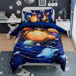 Solar System Comforter Set Full, Ultra Soft Microfiber Bedding Sets with 4-Pieces, Comforters Bed Sets for Kids Children Boy Bedroom Décor