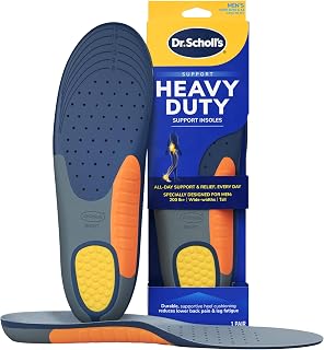 Dr. Scholl's Heavy Duty Support Insole Orthotics, Big & Tall, 200lbs+, Wide Feet, Shock Absorbing, Arch Support, Distributes Pressure, Trim to Fit Inserts, Work Boots & Shoes, Men Size 8-14, 1 Pair