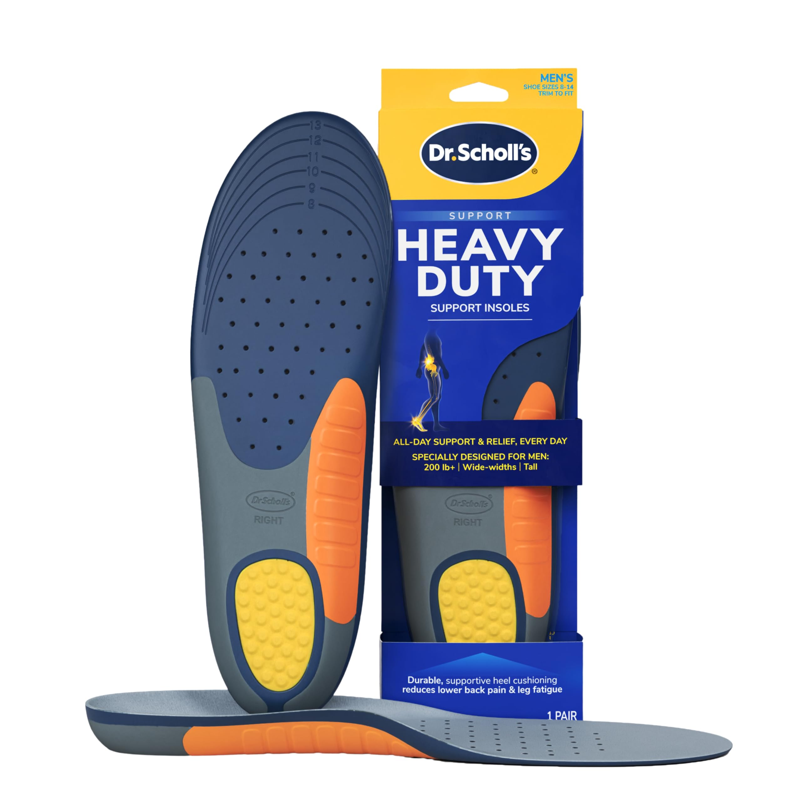 Dr. Scholl's Heavy Duty Support Insole Orthotics, Big & Tall, 200lbs+, Wide Feet
