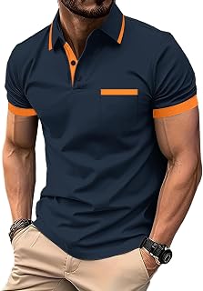 zitysport Men's Polo Shirt Short Sleeve Breathable Golf Shirt Summer Sports Basic Slim Fit T-Shirt with Chest Pocket Polo Shirt