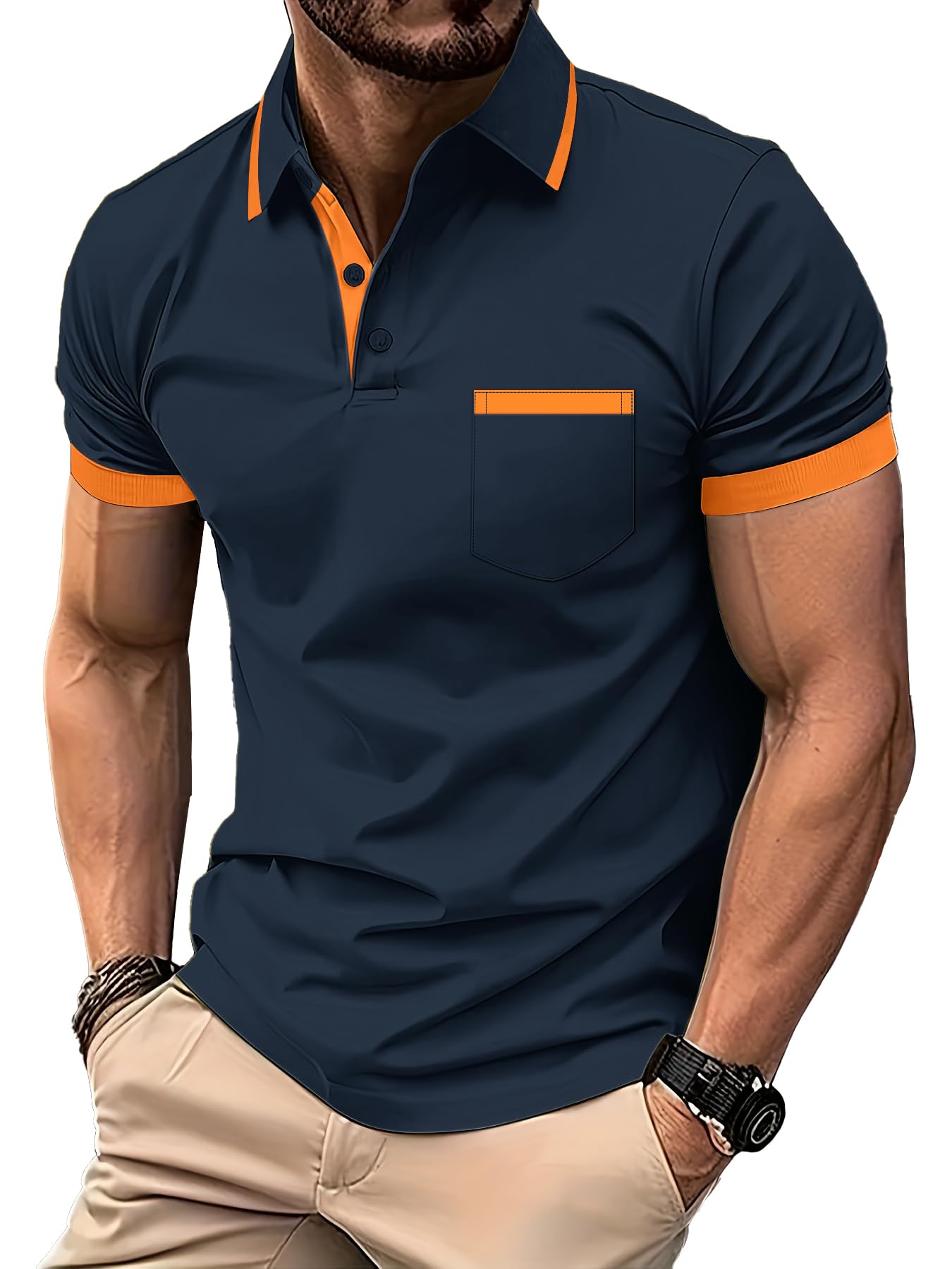 zitysport Men's Polo Shirt Short Sleeve Breathable Golf Shirt Summer Sports Basi