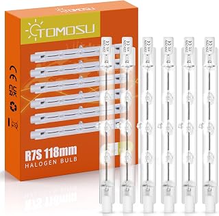 Tomosu 6 x Halogen Bulb 118 mm 230 W, Dimmable 4650LM, Warm White | 220V, 2800K, 360° Beam Angle, J118 Halogen Linear Bulbs for Landscape Lights, Street Light, Halogen Bulbs R7s
