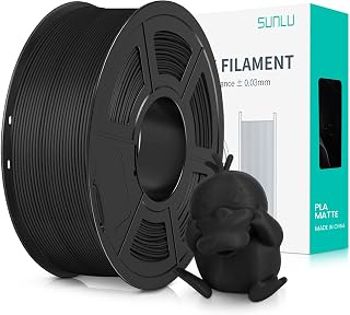 SUNLU Matte 3D PLA Printer Filament, Neatly Wound Filament, Easy-to-Use Spool PLA Filament for FDM 3D Printers, Black, 1.75 mm, 1 kg | Neatly Wound Filament, Einfach zu Bedienen, 1kg(2.2lbs) Spule PLA Filament für FDM 3D Drucker, Matte Schwarz