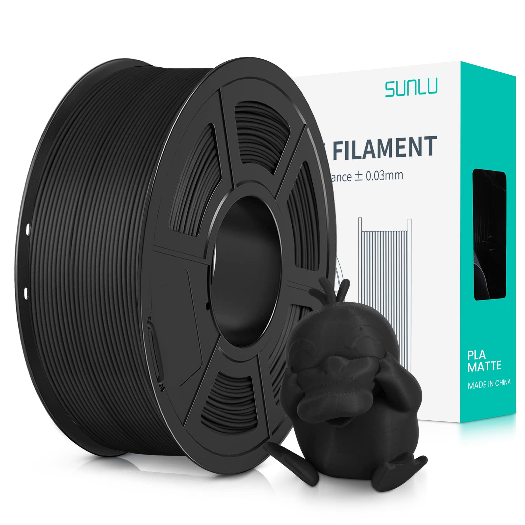 SUNLU Matte 3D PLA Printer Filament, Neatly Wound Filament, Easy-to-Use Spool PL