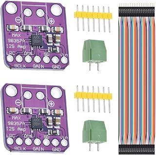 DAOKI 2PCS MAX98357 Audio Power Amplifier Module I2S Class D Filterless Audio Amplifiers Board for Arduino, Raspberry Pi, Esp32 with Dupont Cable