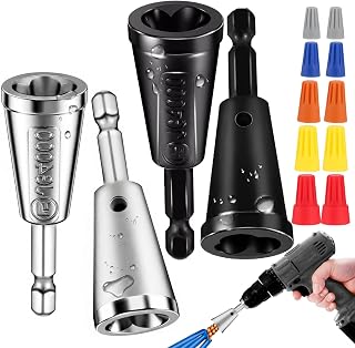 4 Pcs 2026 Upgraded Wire Twister Tool for Drill | 6MM Hex Shank Wire Nut Twister for Drill, Professional Electrician Wiring Tool for 8-24 AWG, 2-7 Way