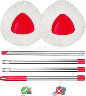 Adaptedfor O-CEDA EasyWring Microfiber Spin Mop Replacement Set, Adjustable Handle, Base, Rotating Mop Head, 2 Microfiber Mop Refills, 1 Triangular Cover for