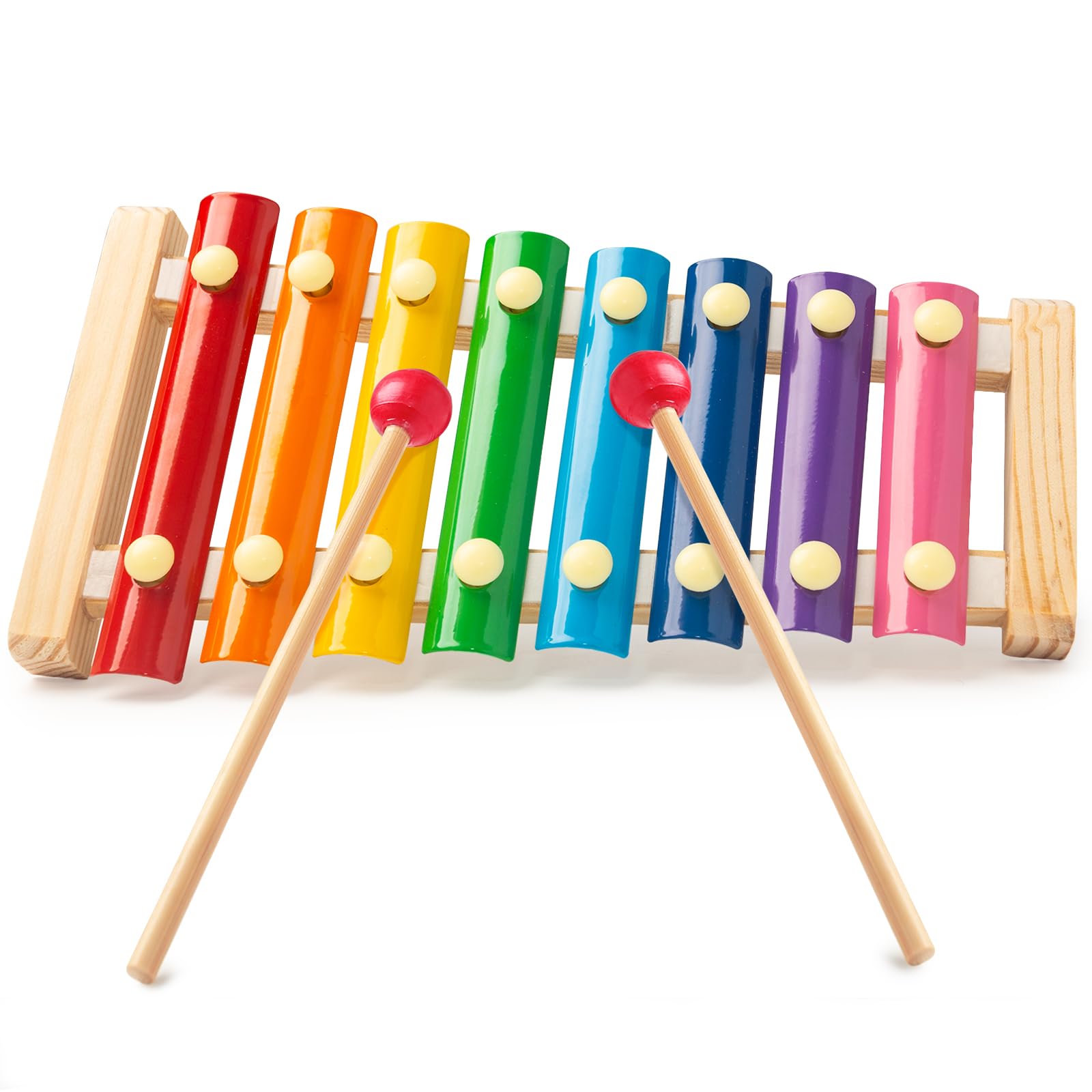 MCPINKY Xylophone for Kids with 2 Mallets, Wooden, Rainbow | Baby Xylophone, Mus