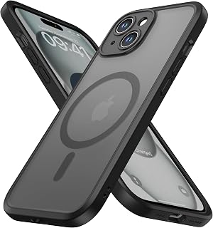 ImpactStrong Magnetic Guard Designed for iPhone 15 Case [Camera Protection] [Military Grade Drop Tested] [Compatible with MagSafe] Slim Translucent Matte Phone Case (6.1") - Black