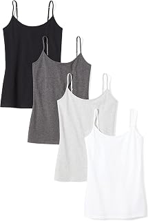 Amazon Essentials Women's Slim-Fit Camisole for Layering and Everyday Wear, Pack of 4