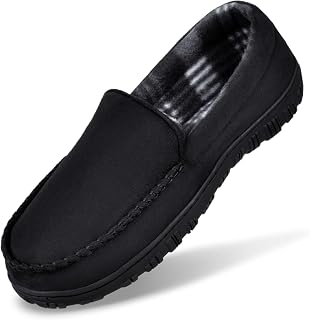 MIXIN Men's Cozy Moccasin Slippers Anti-Skid Slip On House Slippers with Comfy Memory Foam