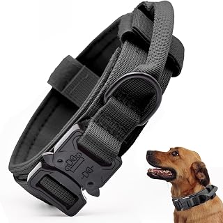 Tactical Dog Collar, Adjustable Nylon Military Training Dog Collar with Control Handle and Quick Release Heavy Metal Buckle for Small Medium Dogs