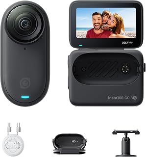 Insta360 GO 3S - 128 GB Black 4K Tiny Portable Vlogging Camera, Hands-Free POVs, Mount Anywhere, Stabilization, 140 Min Battery Life, 10m Waterproof, Pet POV (Renewed)