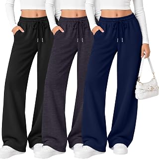 Oakgarden 3 Pack Girls' Wide Leg Sweatpants Teen Baggy Pants