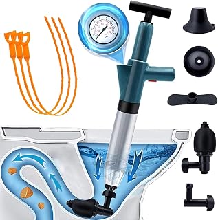 Toilet Plunger Air Drain Blaster: Power Heavy Duty Air Plunger for Toilet ﻿ | Speetop High Pressure Drain Plumb Plunger Gun with 3Pcs Drain Snake, Stainless Steel Air Plunger for Toilets,Kitchen,Bathroom