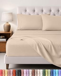 Utopia Bedding Bed Sheet Set, 4 Piece, King, Beige