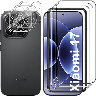 Lutree Tempered Glass for Xiaomi 17, 3 + 3 Pieces Screen Protector + Camera Lens Protector, 9H Hardness HD Anti-scratch Tempered Glass Protective Film