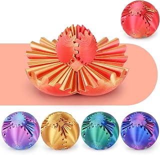 Gear Ball 3D Printed Spin Ball or Cube Fidget Toy,Gear Sphere Fidget Toy,Fidget Ball Gear Toy for Stress and Anxiety Relief, Stress Ball GearSphere Desk Toy for Adults (Golden Red, 2.3 Inch)