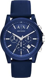 Armani Exchange Watch for Men, Quartz Chronograph Movement and 44mm Case Size with Silicone Strap