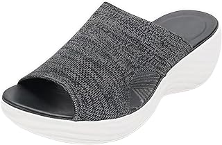 Ulalaza Women's Slippers Flat Open Toe Slides Platform Wedge Sandals Thong Sandals Non-Slip Summer Shoes Toe Post Beach Sandals Casual Sandal Comfy House Slippers Walking Flip Flops