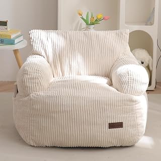 MAXYOYO Kids Bean Bag Chair, Stuffed Bean Bag Sofa, Beige, Standard | Bean Bag Chair for Boys and Girls, Lazy Sofa with Pocket Floor Chair for Gaming, Reading