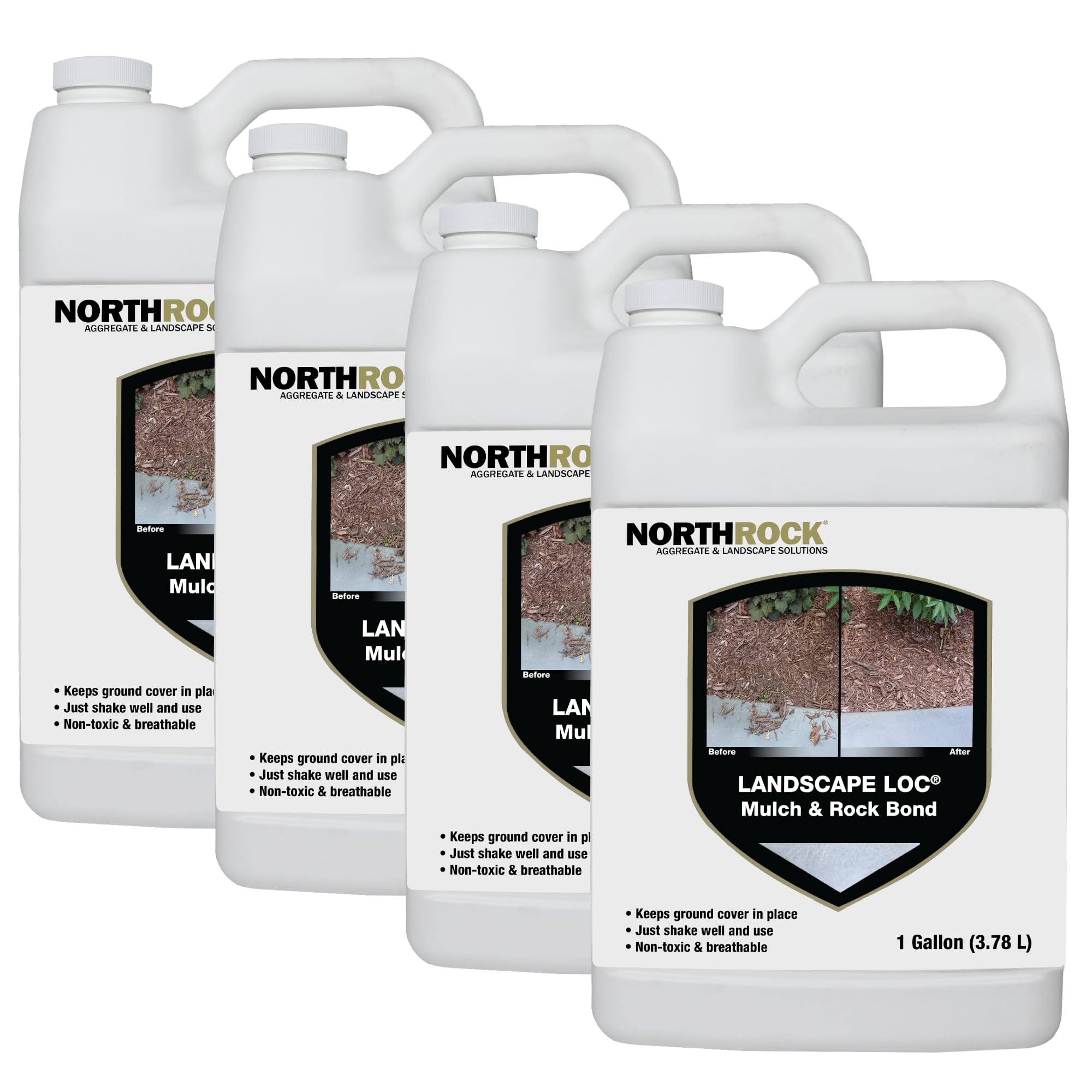 NorthRock Landscape Mulch Glue 4 Gallons – Pet and Plants Safe Rock Bond | Lands
