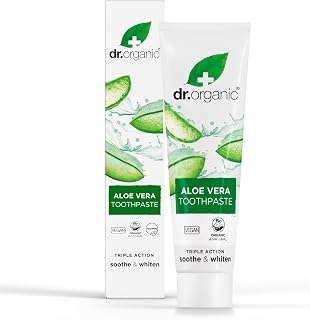 Dr Organic Aloe Vera Toothpaste, Whitening, Natural, Natural, Vegan, Cruelty-Free, Paraben & SLS-Free, Organic, 100ml, Packaging may vary