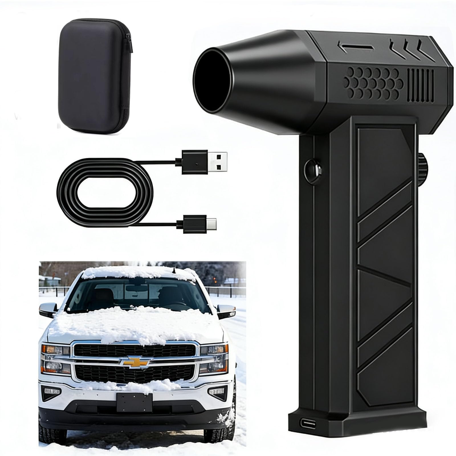 Upgraded 8000mAh Mini Turbo Snow Blower ， 57m/s Handheld Cordless Blower, 130000
