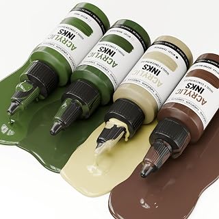 Kamenskaya Acrylic Inks for Artists - Acrylic Ink Set, Color Combination #9-4 pcs. 1 Fl Oz (30 ml) Each