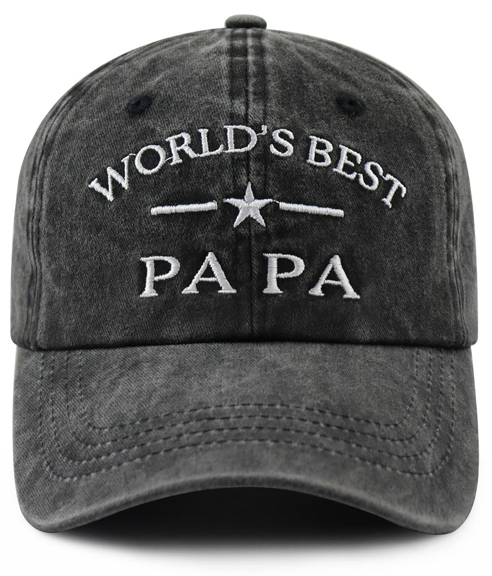 World's Best Dad Papa Pappy Grandpa Pops Papaw Baseball Hat for Men