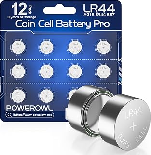 POWEROWL 12-Pack AG13/LR44 Alkaline Coin Batteries for Watches (Blue) | Long-Lasting Power