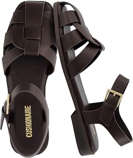 CUSHIONAIRE Benny Women's Fisherman Sandal with Cushioned Footbed and Adjustable Buckle, Brown, 9 M US