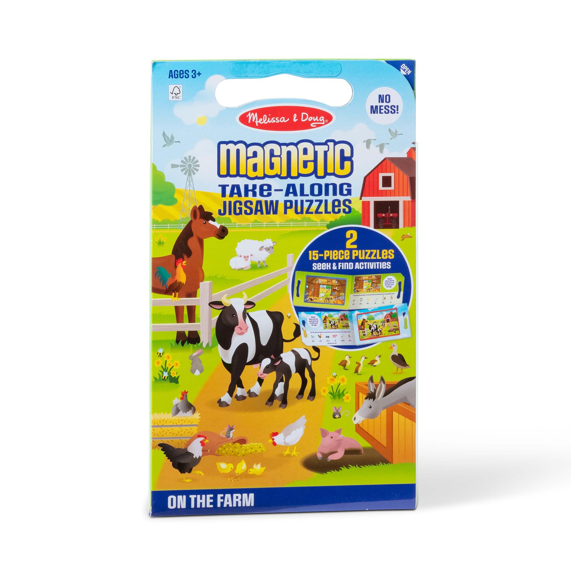 Melissa & Doug Take-Along On the Farm Magnetic Jigsaw Puzzles | Two 15-Piece Mag