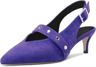 HDEUOLM Women's Stiletto Medium Heel Lace Toe Cap Sandals Slingback Slip-on Buckle Party Dress Shoes