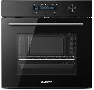 Garvee 24 Inch Built-in Single Wall Oven, 2.5 Cu.ft. Electric Oven with 5 Cooking Functions, 3000W Power, Touch and Knob Control, Low-e Glass Door & Cooling Fan, Easy Clean Enamel, Black