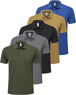 ZENGVEE 1/3/5 Pack Men's Polo Shirts Short Sleeve Quick Dry Breathable Top | Lightweight Moisture-Wicking golf polo shirt, Workout Tops, For Gym, Running, Sports, Work & Daily Casual Wear