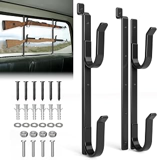 Rear Window Gun Rack for Pickup Truck - Heavy Duty Steel Car Side Gun Rack for Gun, and Bow, Dip Coating Truck Gun Holder, Five Adjustable Length